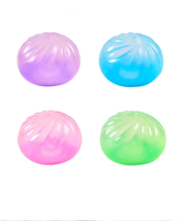 Jouet anti-stress souple et transparent en silicone, en forme de boulette vapeur garnie de poudre d'or, avec sensation de liquide