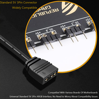 Angitu 10 puertos 5V 3Pin LED Stripe tarjeta gráfica SYNC adaptador de luz para ventilador radiador de refrigeración por agua Sata/Molex fuente de alimentación ARGB Hub