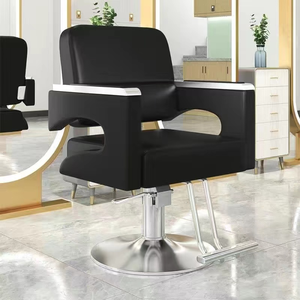 Fauteuil de barbier hydraulique pivotant en cuir PU noir, fauteuil de coiffure moderne, mobilier de salon de coiffure pour barbier - Product Image 1