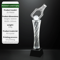 Trophée K9 en cristal transparent avec logo personnalisé Trophées Pickleball en cristal de qualité supérieure avec bases en cristal de qualité supérieure pour événement