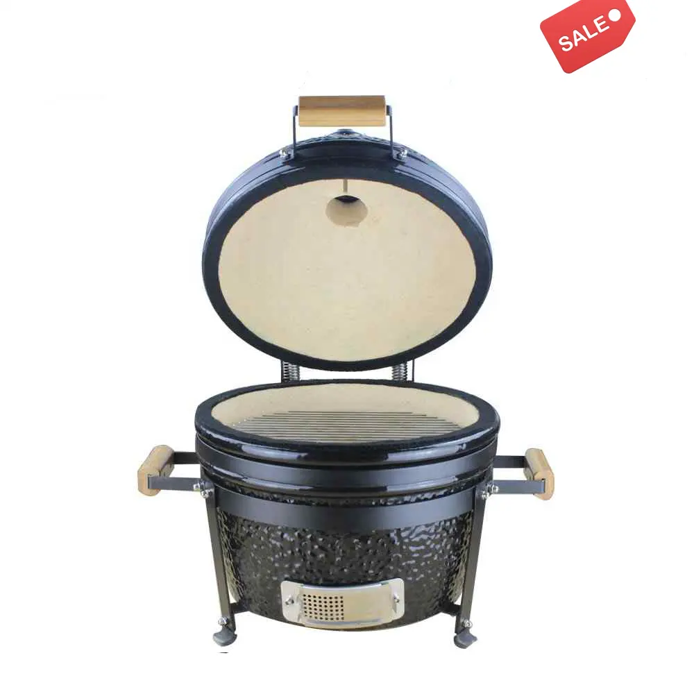 SEB KAMADO เตาบาร์บีคิวกลางแจ้งขนาด16นิ้ว,เตาย่างบาบีคิว Churrasqueiria Ceramic Black Bastard Kamado Grill