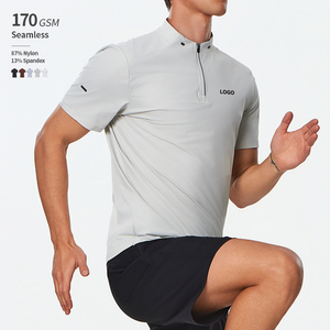 Camiseta Deportiva con Cierre, 170 GSM, Ligera, Transpirable, Protección UV, Altamente Elástica, para Correr en Verano, 87% Nailon, Cuello Alto - Product Image 1