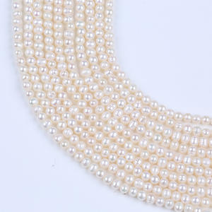 Chaîne de perles d'eau douce naturelles de Zhuji, 5-6 mm, perles blanches ovales, matériel de fabrication de collier et de bracelet pour femmes - Product Image 5