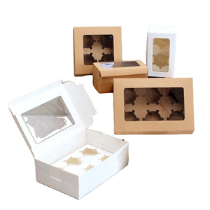 Cajas de Papel para Empacar Cupcakes y Muffins Cuadrados, Personalizadas, Reciclables, Aptas para Alimentos, Blancas, Transparentes, con Mini Ventana, de 2, 4, 6 y 8 Orificios - Product Image 1