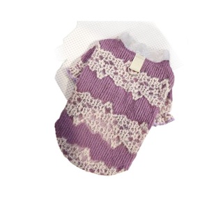 Ropa para perros y gatos Gugou, suéter con forro polar de encaje para otoño e invierno, camisa básica a rayas moradas para perros pequeños y gatos - Product Image 5