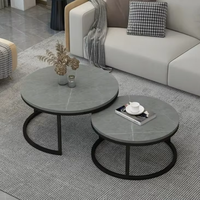 Table basse en marbre moderne nordique, plateau en métal durable, facile à nettoyer, table basse gigogne, mobilier de salon, base en métal