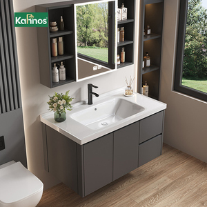 Premium Modern 60 Inch Double Sink Bathroom Vanity Set Illuminated Countertop Multifunctional Storage Cabinet for Home <b>Bar</b> Use - Product Image 1