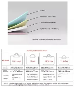 Mignon sac pour ordinateur portable 13.3 14 15 15.6 pouces étanche antichoc étui pour ordinateur portable pour Air <span class=keywords><strong>Pro</strong></span> 13.6 16 sac à main - Product Image 6