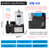 12V/24V 40L/min-85KPa petite tête de pompe de compresseur de pompe à diaphragme cc pour l'équipement médical ou la pression artérielle