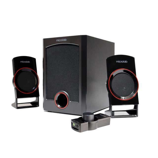 Microlab 2.1 Subwoofer Speaker System for Home Theatre Outdoor Party Computer Applications 30W Wired+Wireless Dual Mode M-111