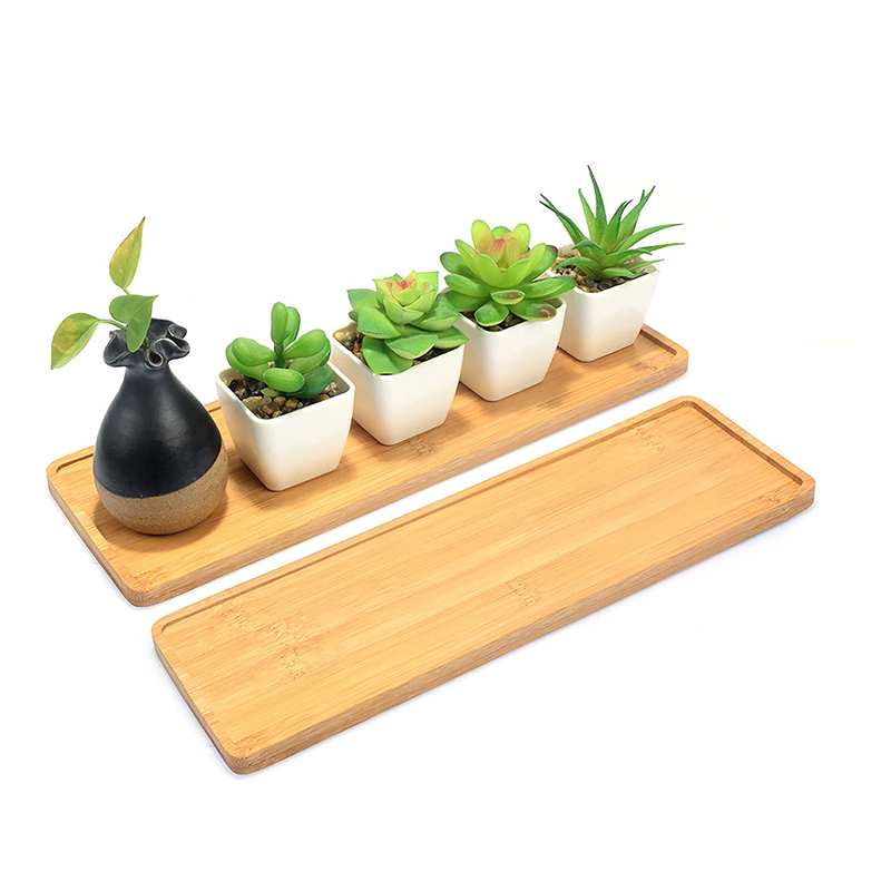 Mini Rectangle Bamboo Pot Saucer Rectangular Wooden Tray Succulent Planter Tray Bonsai Flower Boxes Trays