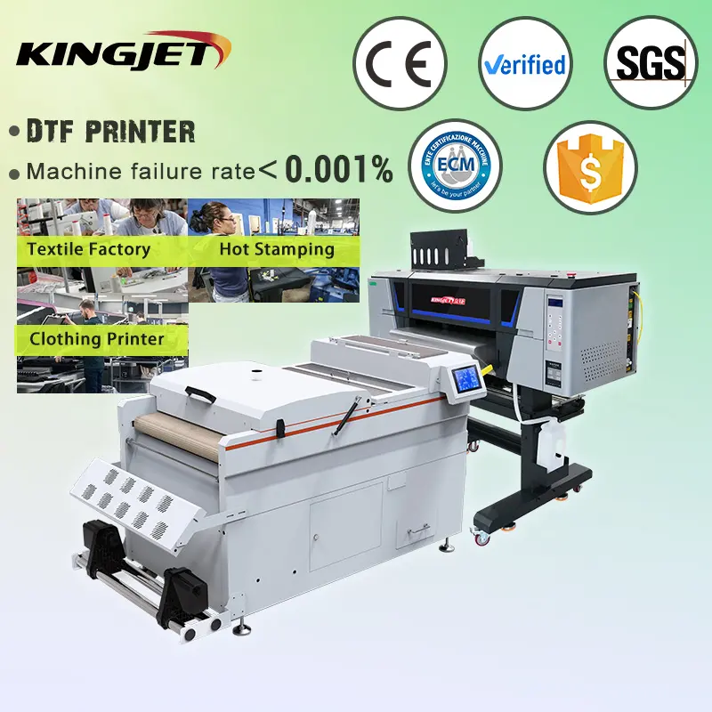 पीईटी फिल्म DTF टी शर्ट प्रिंटर दोहरी सिर 60cm dtf मिलाते हुए पाउडर impresora I3200 डिजिटल टी शर्ट मुद्रण मशीन