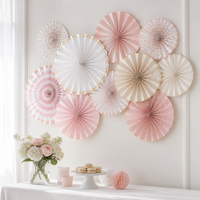 Ensemble de 6 éventails en papier rond à suspendre pour mariage, anniversaire, Thanksgiving, décoration murale
