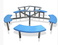 Ensemble de table et de chaises de salle à manger en acier inoxydable et fibre de verre pour dix personnes, vente chaude en usine, pour restaurant/cantine, mobilier moderne