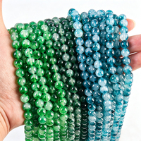 Perles rondes en agate synthétique bleu-vert, perles en pierre turquoise, 4-12 mm, perles polies pour la fabrication de bijoux faits à la main, bracelets