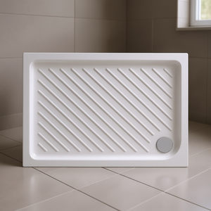 Plato de Ducha Rectangular Dolomite Gemma Cerámica 70 x 90 cm H 7 cm con Ranuras de Drenaje para Baño - Product Image 3