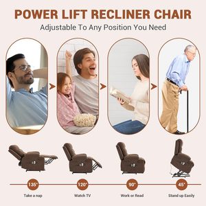Garvee Home Brown Übergroße elektrische Liegestuhl <span class=keywords><strong>Power</strong></span> Lift Wärme <span class=keywords><strong>massage</strong></span> ständer Assist Cup Holders Seiten tasche für ältere Menschen - Product Image 4