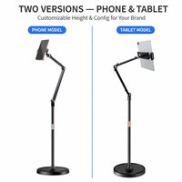 Support de sol pour tablette en aluminium robuste 360° °   Support de téléphone rotatif télescopique réglable en hauteur 4,1 kg 4-12,9 pouces Universel OEM en gros