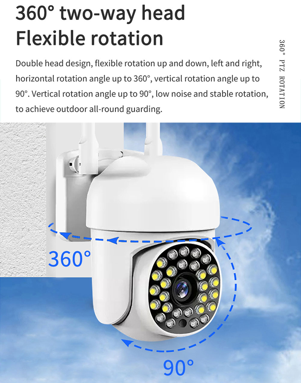IP66 Waterproof Color Night Vision Camera , 720P 360 Degree CCTV Camera
