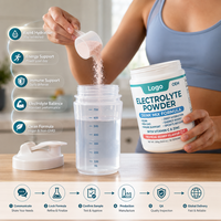 Poudre d'électrolytes végétalienne sans OGM pour la récupération sportive, formule de mélange de boisson énergisante hydratante en profondeur et soutien immunitaire à la vitamine C (OEM)