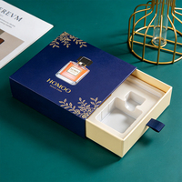 Boîte cadeau de parfum haut de gamme avec tiroir coulissant, doublure en éponge, gaufrage, carton rigide, emballage personnalisé pour parfum de voiture