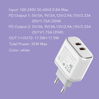 LDNIO A2528C 35W Double USB Type C Mur Mobile Téléphone PD Cargador Adaptateurs pour Iphone Samsung 25W Chargeur Charge Rapide