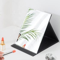 Miroir cosmétique portable pliable de grande taille, en plastique, avec logo personnalisé, pour femmes, outils de maquillage
