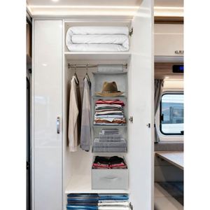 Foldable 3 Layer Hanging Storage <b>Shelf</b> Wardrobe Organizer with Strong <b>Hooks</b> Clothing Organization Bedroom Dorm Closet Organizer - Product Image 3