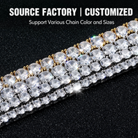 Bracelet Tennis OEM en Laiton et Cuivre avec Zircons Cubiques (CZ) 3mm 4mm 5mm 6mm, Chaîne Simple Rangée Effet Glacé pour Hommes et Femmes, Vente en Gros, Stock Disponible