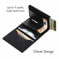 Nouveau Portefeuille Homme en Cuir Véritable avec Porte-Cartes Automatique, Ultra-Mince, Anti-RFID, Étui à Cartes Métallique