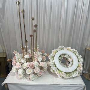 Centro de Mesa de Flores Artificiales Blancas y Rosas de Alta Calidad GreenLife de 60 cm para Decoración de Mesa de Comedor y Banquetes - Product Image 3