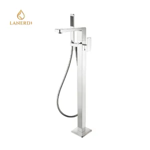 Square Floor Standing Bath Tub Shower Faucet Taps