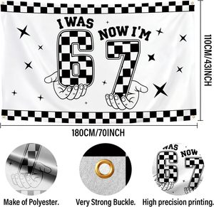 Banner per Festa di Compleanno 'Da 6 a 7 Anni' a Scacchi Bianco e Nero, Decorazioni Divertenti per il 7° Compleanno - Product Image 6