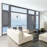 Ventanas abatibles de aluminio modernas de vista completa Vidrio templado triple Rotura térmica Ventanas oscilantes de seguridad Mosquitera para Cocina