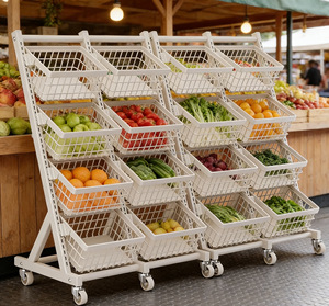 Scaffale Multistrato di Alta Qualità in Ferro per Supermercato, Espositore per Frutta e Verdura con Ruote - Product Image 6