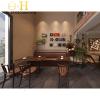 Vitrine murale en bois sur mesure avec éclairage LED, comptoir de bar à café, vitrine commerciale pour café, armoire de présentation pour boutique