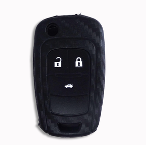 Cevrolet/ <span class=keywords><strong>Oel</strong></span> /Bick 3按钮翻盖钥匙扣外壳碳纤维风格硅胶 - Product Image 4