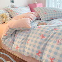Parures de lit de luxe 100% polyester 4 pièces 1 housse de couette & 1 drap & 2 taies d'oreiller Ensemble de housse de couette avec fermeture éclair