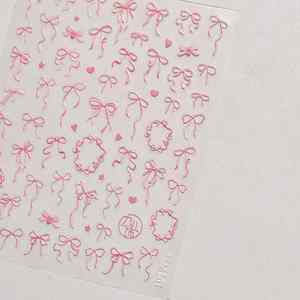 Autocollants pour ongles en ruban 5D rose, blanc et <span class=keywords><strong>noir</strong></span>, nœud papillon brillant, strass, autocollants pour ongles en forme de cœur scintillants, guirlande - Product Image 4