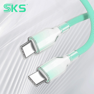 Câble de charge <span class=keywords><strong>rapide</strong></span> PD de type C à type C transparent à dégradé tressé pour téléphone portable et ordinateur portable - Product Image 1