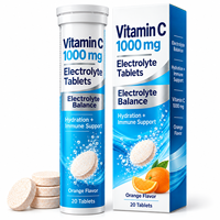 Comprimés effervescents quotidiens pour l'immunité et l'hydratation avec Vitamine C 1000mg, Mélange d'électrolytes et Zinc, 20 unités, Vrac, OEM