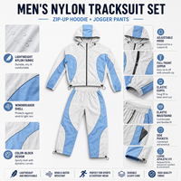Ensemble de survêtement coupe-vent personnalisé MENGTU avec veste à capuche zippée et pantalon de jogging en nylon