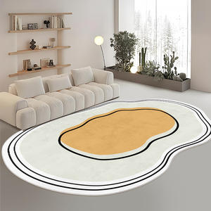 Tapis Moderne Abstrait Forme Originale Antidérapant Épais et Confortable pour Salon et Chambre à Coucher Motif Rayé Lavable à l'Eau - Product Image 3