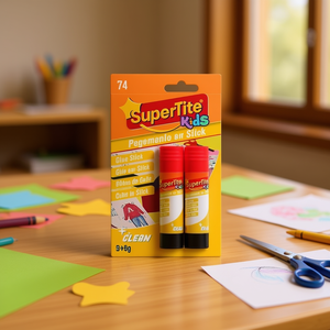 Colla in stick per bambini 9g+9g, pulita e non tossica, per lavori artigianali scolastici - Product Image 2