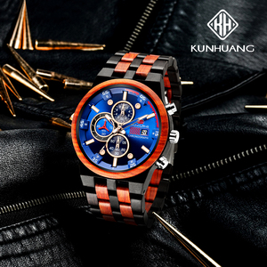 Nuevo Reloj de Madera para Hombre KUNHUANG 1020, Cronógrafo Deportivo de Madera Completa, Reloj de Pulsera para Caballero - Product Image 4