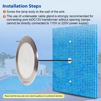 Projecteur LED RGBW ultra-plat 7,5 mm pour piscine, étanche IP68, à montage en surface, pour rénovation de piscines anciennes, conception sans fuite remplie de résine