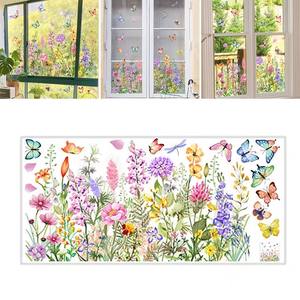 Pegatinas de pared, pegatinas para ventanas, pegatinas de pared con diseño de mariposas y flores coloridas, pegatinas electrostáticas de PVC coloridas, decoración del hogar DIY - Product Image 3
