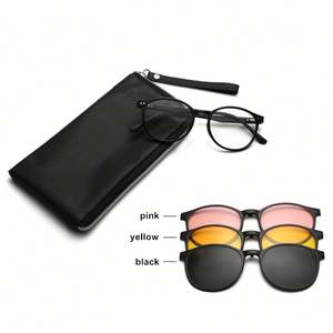 Gafas Ópticas Redondas de Moda 2025 con Logotipo Personalizado, Monturas con Clip Magnético Polarizado UV400 TR90 para Hombre y Mujer - Product Image 2