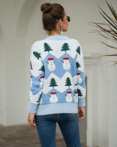 Wholesale Custom Clothing Women's <strong>Christmas</strong> Knit Tree Snowman Pullover <strong>Sweatshirt</strong> <strong>Ladies</strong> Funny Ugly Xmas Pullover Sweater - Product Image 3