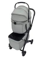Poussette moyenne de luxe à 4 roues pour deux chiens ou chats chariot pliant à une main poussette en aluminium double détachable à deux paniers pour animaux de compagnie